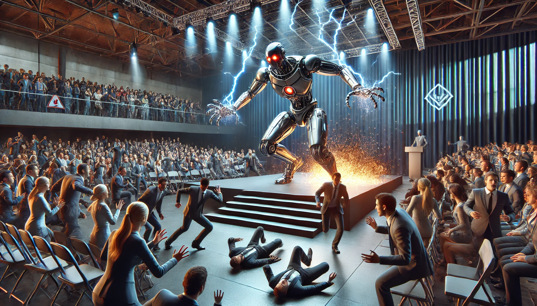 روبوت يفقد السيطرة ويهاجم الجمهور: الحقيقة الصادمة لأعطال الذكاء الاصطناعي